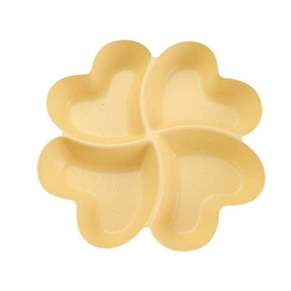 Wheat Straw Appetizer Serving Platter Unbreakable 4-Compartment Food Storage Tray Four Leaf Clover Shape Snacks Serving Dish