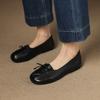 Niche Pleated Bow Soft Sole Grandma Shoes College Style Retro First Layer Cowhide Flat Bottom Mary Jane Small Leather Shoes Women