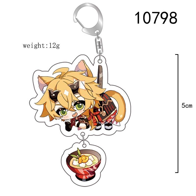Cute Genshin Impact Acrylic Keychain Yoimiya Kazuha Kamisato Ayaka Rosaria Figures Pendant Keyring Ornament
