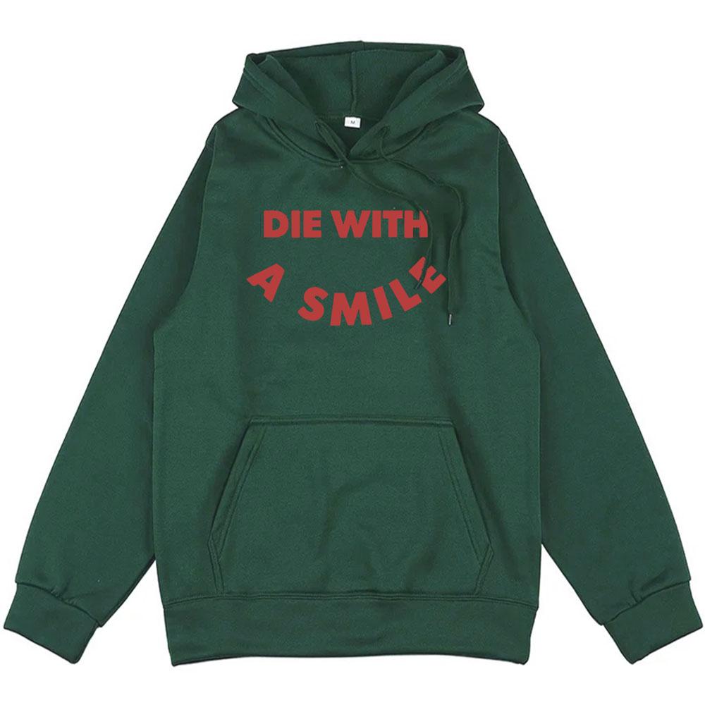 Hip Hop Streetwear Die with A Smile Bruno Mars Lady-Gaga Hoodies Unisex Winter Graphic Sweatshirt Fashion Men Women Tops
