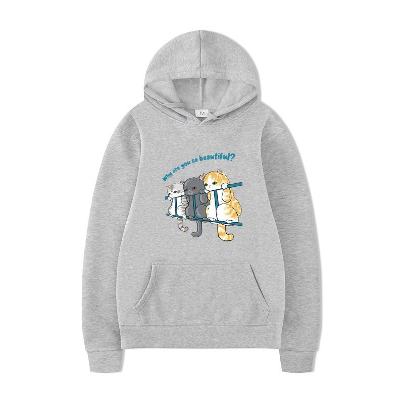 Cat Men Fashion Hoodies Men Women Hooded Sweatshirts Fashion Hip Hop Pullovers Autumn Boys Girls Black Streetwear Hoodie