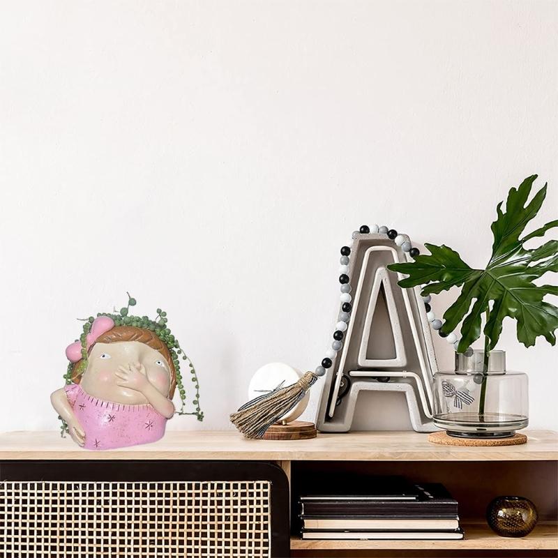 Cute Funny Girl Flower  Silicone Molds Pen Holder Epoxy Resin Mold Succulent Planter Making Tool for  Crafts