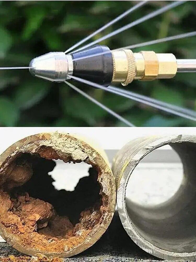 Metal 1/4"Quick High Pressure Washer 6 Jet Nozzle Universal Washing Machine Drain Pipe Dredging Cleaning Nozzle