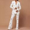 2025 European & American Fashion Beaded Rhinestone Suit Jacket & Wide-Leg Pants Set