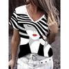 Women's T Shirt Casual Print Short Sleeve Regular Tops V Neck Daily White Summer