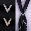 Elegant Inlaid Rhinestone Scarf Clip V Shape Romantic Scarf Ring Jewelry Brooch Shawl Buckle
