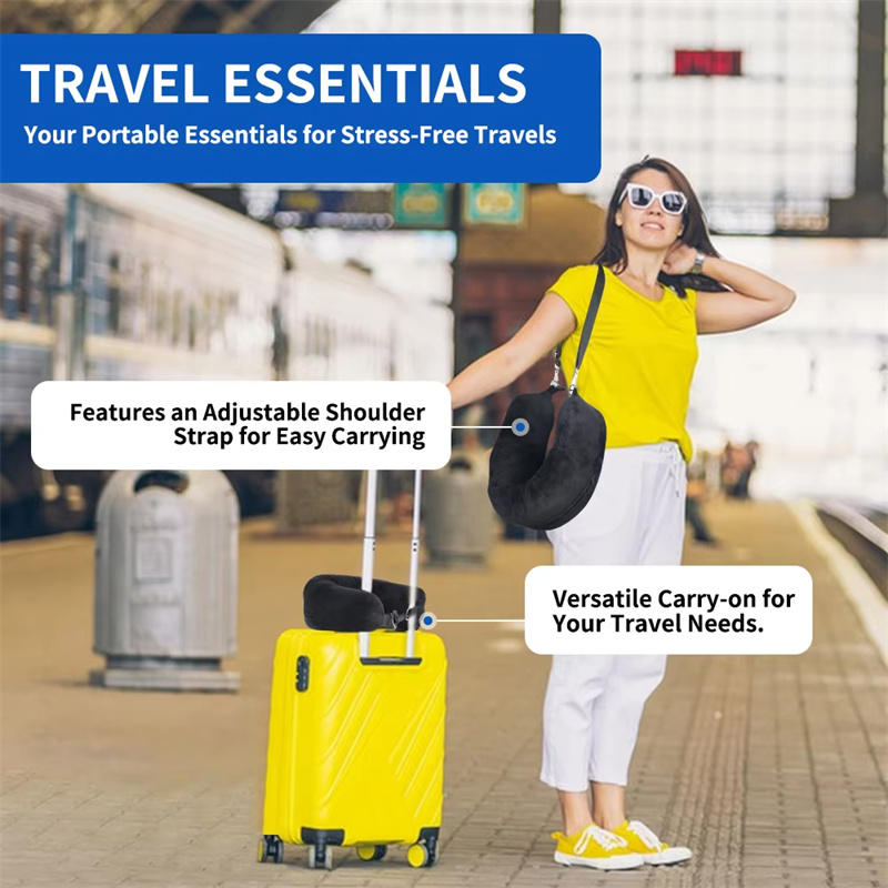 Travel Neck Pillow With Fillable Clothing U-Shaped Pillowcase Extra Storage Bag Velvet Neck Pillow Cover For Airplane Travel