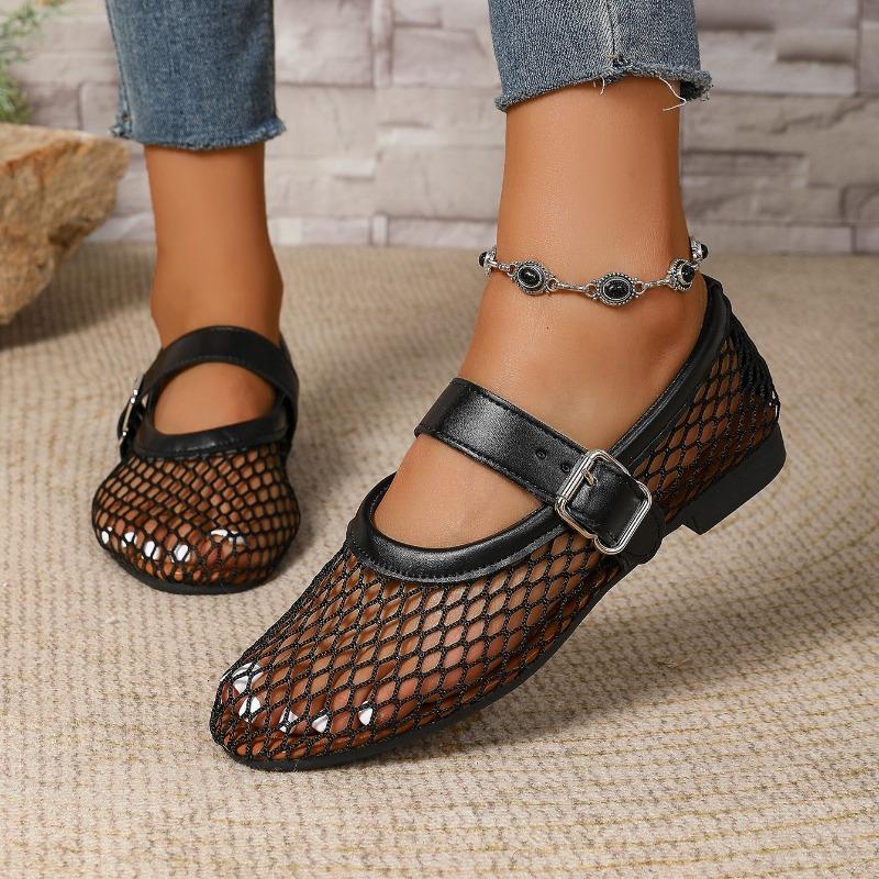 Fashion New Women Round Toe Flat Sandals Casual Trend Luxury Designer Shoes Women Hollow Breathable Ballet Beach Sandals Mary Jane Shoes
