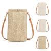 Ladies All-match One-shoulder Diagonal Bag Vertical Mobile Phone Bag Straw Woven Coin Purse