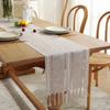 Hand Woven Solid Color Lace Table Runner with Fringe for Farmhouse Christmas Dining Table Decor