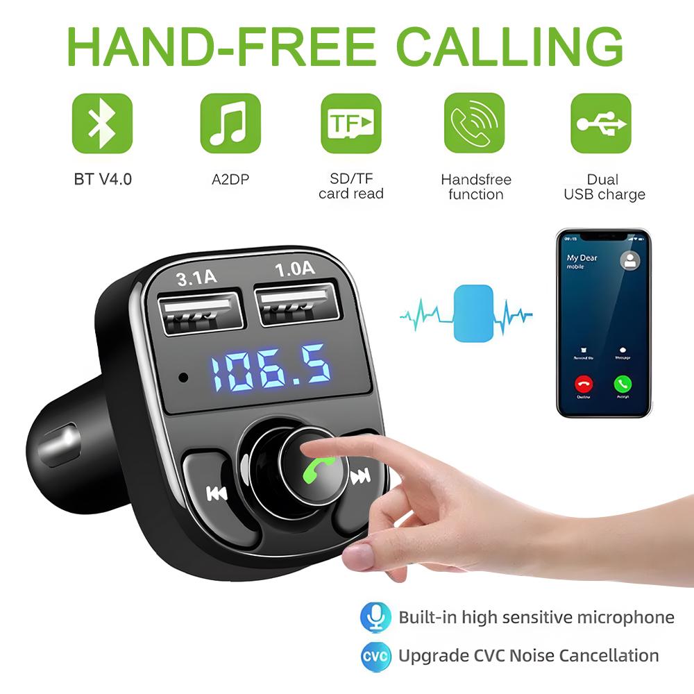 Dual USB Car Charger Bluetooth 5.0 Car Kit FM Transmitter Audio MP3 Player Autoradio Handsfree Charger 3.1A Fast Charger