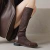 Microfiber Autumn Winter Shoes Low Heels Size 43 Long Boots Half Boots Zip Stretch Thigh High Boots