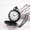 Pocket Watch Skeleton Skull Playing Cards Analog Display with Lid Waterproof Pocket Watch Quartz Pendant Necklace with Chain Black Retro Accessories