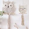 Owl Macrame Wall Hanging Decor for Living Room Office Bedroom Hand Woven Boho Tapestry Owl Markaf Wall Art Crafts
