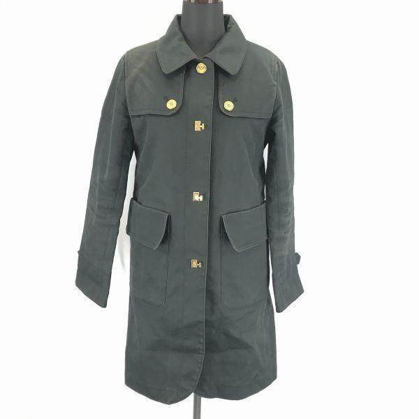 Tommy Hilfiger / Lined Cotton Long Coat / Outerwear [Women's S / Black] Checked Lining / TOMMY HILFIGER