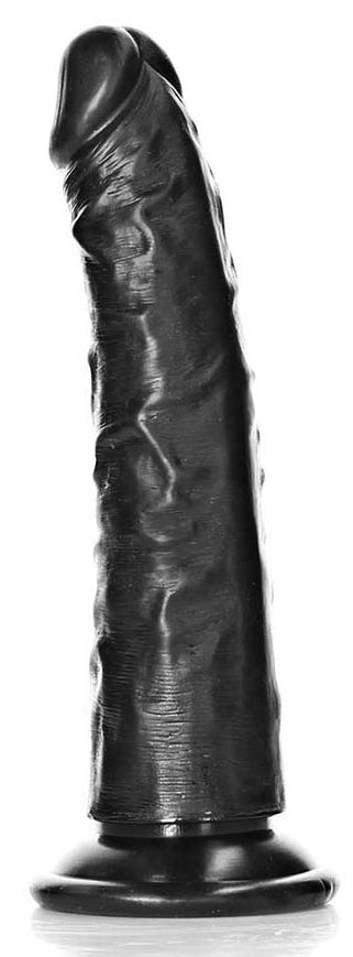 RealRock Slim Dildo 15.5 X 3.8cm Black - Real Rock Ultra Skin - Black Dildos