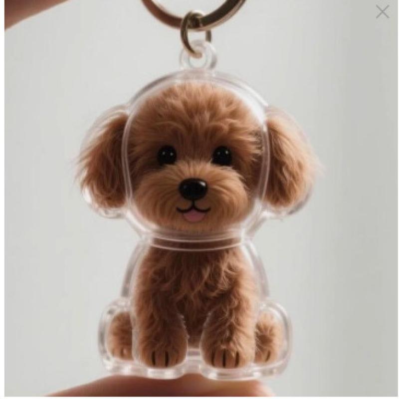 Cartoon Dog Shape Dog Hair Storage Box Hair Grooming Transparent Pet Hair Keychain Diy Handmade Acrylic Puppy Pendants Backpack