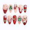 Christmas Press On Nails Medium Almond Fake Nails with Designs Reusable False Nails Press Ons Full Cover Acrylic Glue On Nails Stick On Nail for Women