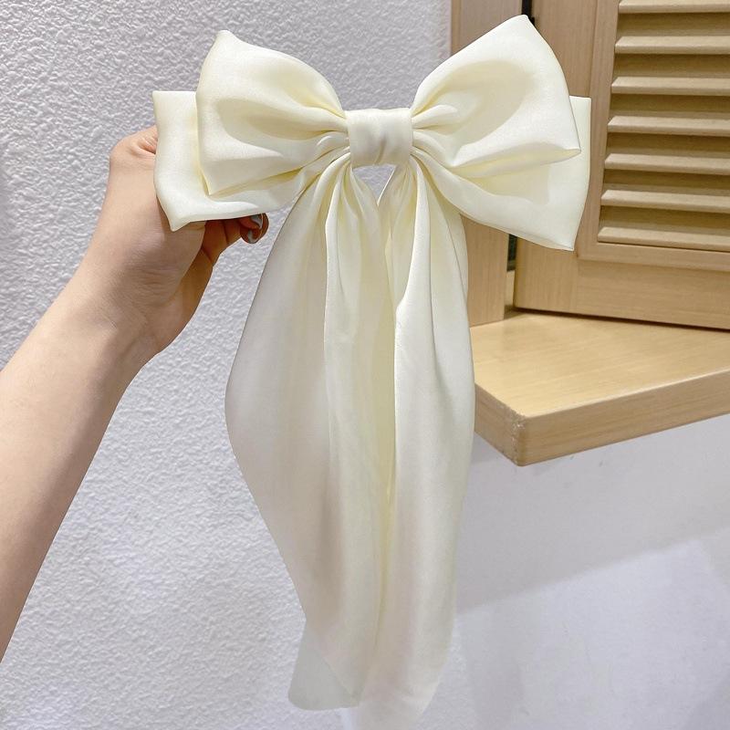 Woman New Bowknot Streamer Hairpin Chiffon Ribbon Barrette Bow Back Head Spring Clip Headwear Fashion Hair Accessories