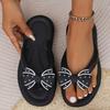 New Summer Fashion Casual Bow Women's Slippers Sexy Solid Color Flat Bottom Open Toe Flip Flop Sandals NO:5588-1