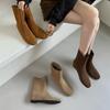 Retro Round Head Casual Simple Short Boots Women's 2025 Autumn and Winter New Outer Wear Inner Thin Boots