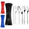 Portable Stainless Steel Cutlery Set: Steak Knife, Fork, Spoon with Creative Cloth Bag - 3-Piece Gift Set