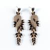 Water Droplet Shaped Retro Long Leaf Tassel Alloy Diamond Inlaid Elegant Temperament Earrings