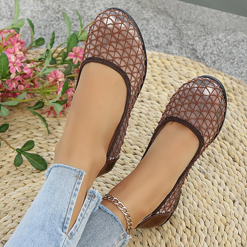 Lightweight Women's Slip On Casual Shoes Summer Mesh Breathable Office Work Shoes Woman Comfort Thick Heeled Loafers Plus Size