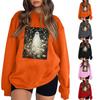 Women's Casual Fashion Halloween Print Long Sleeve O-Neck Sweatshirts Pullover Top