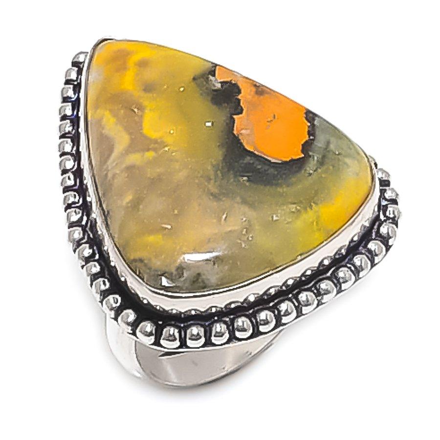 Bumble Bee Jasper Gemstone 925 Sterling Silver Jewelry Ring Size 9