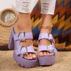 Plus Size Women's Chunky Heel Sandals Fashion Block High Heel Summer Sandals for Wide Feet, Extra Tall Platform Beach Dressy Sandals