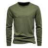 TrendHub Solid Color Cotton T Shirt Men Casual O-neck Long Sleeved Mens Tshirts Spring Autumn High Quality Basic T-shirt Male