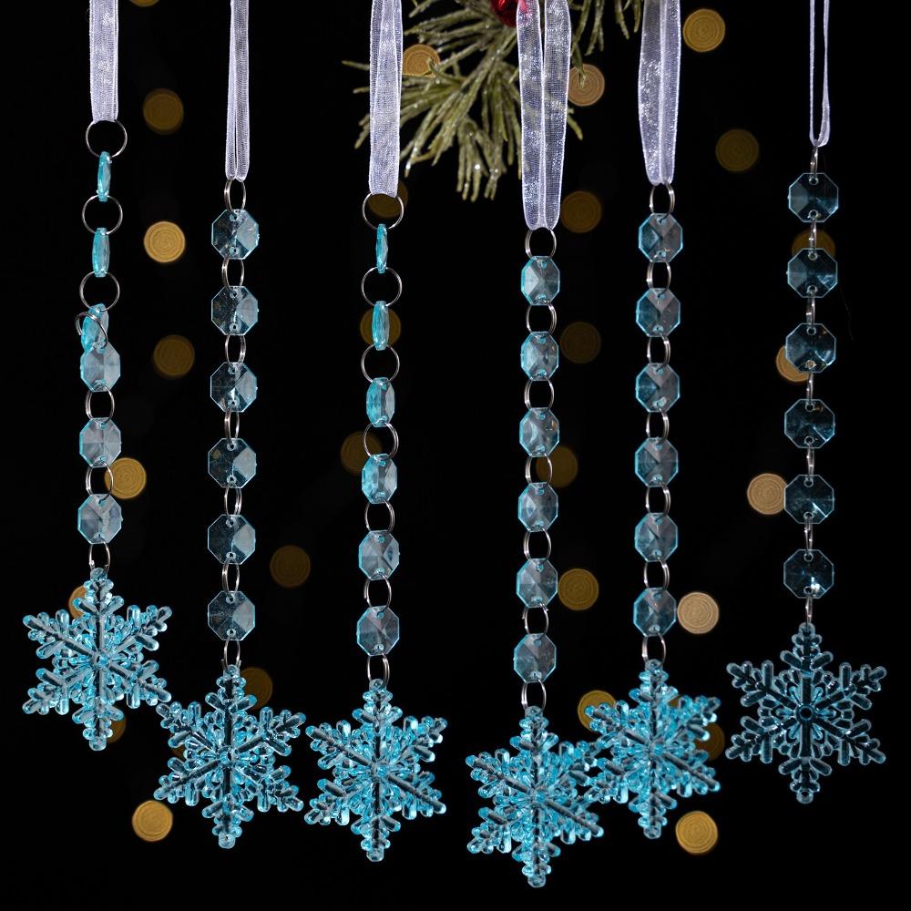 6pcs/set Transparent Acrylic Ice Pendants Sparkling Christmas Tree Hanging Festival Favors