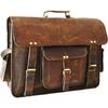 18 Inch Leather Laptop Messenger Bag for Men Vintage Satchel Handmade Business Shoulder Office Brown Briefcase