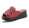 2024 Summer Woman Shoes Platform Slippers Wedge Genuine Leather Women High Heel Slippers For Women Retro Sandals Female Shoes