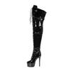 Fashion New High-quality Belt Buckle Cross Strap Over The Knee Boots Sexy Hot Girl Pole Dance 15cm High Heel Motorcycle Boots Size35-48