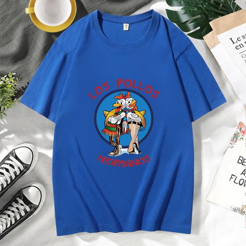 LOS POLLOS Hermanos Funny Printed T-Shirt Men Fashion Casual Short Sleeves Summer Cotton Breathable Tshirt Chicken Brothers Tee