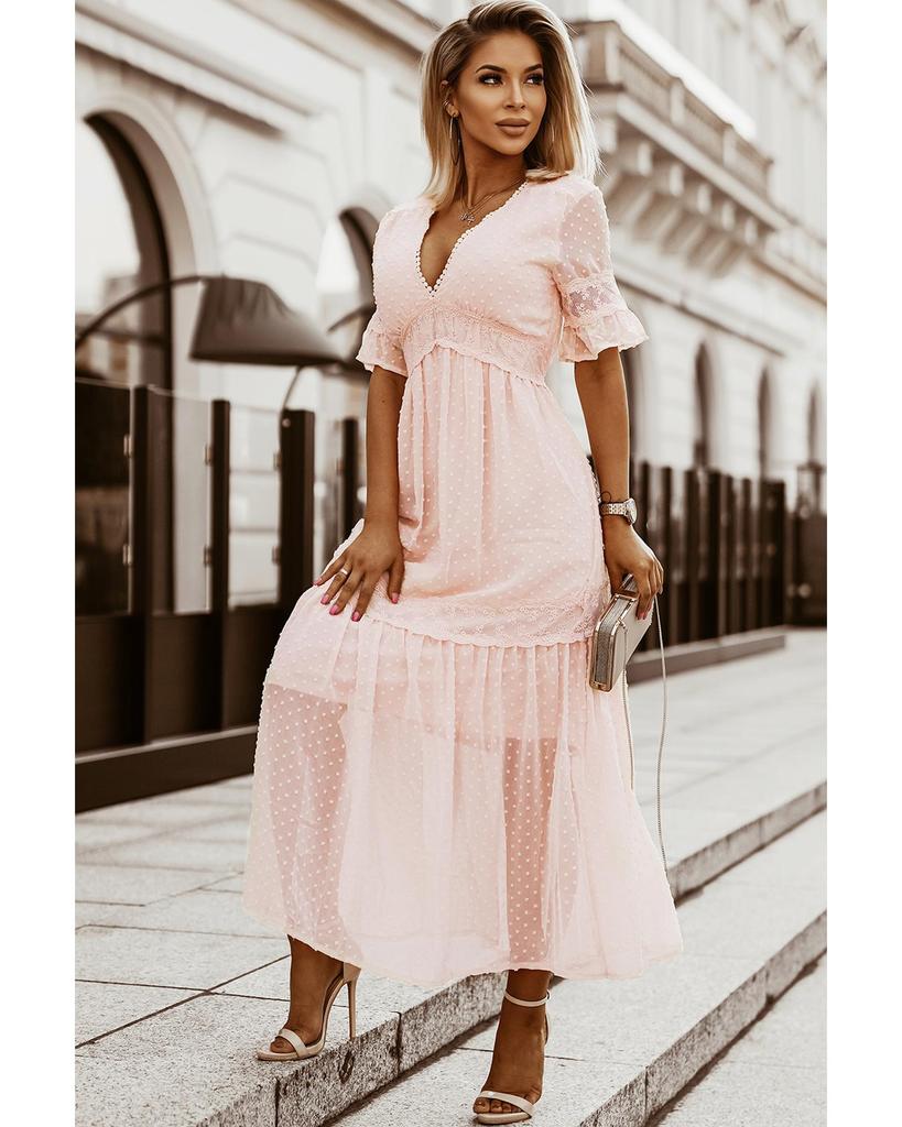 Azura Exchange Lace Trim Maxi Dress