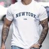 Men's Summer New York Usa Printed 100% Cotton Large Loose Round Neck Short Sleeve T-shirt Top