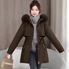 Overcomes The Long Korean Version of Loose Cotton-padded Clothes for Women, Adding Velvet and Thickening Waist Cotton-padded Jacket Coat In Winter.