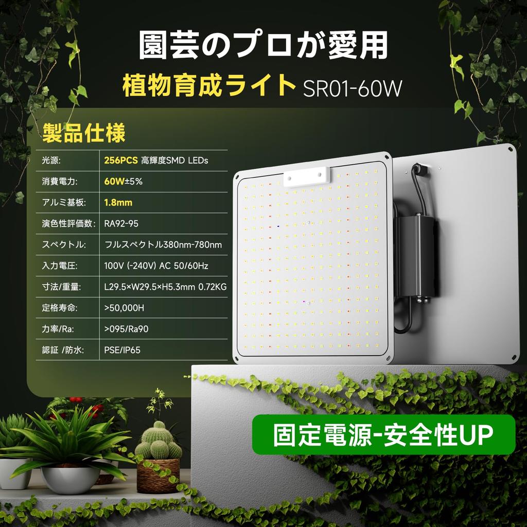 Plant Growth Light LED 60W Panel Heat Dissipation Warm White 256 LED Full Spectrum Long Life Quantum Lamp Indoor Cultivation Lamp Succulent