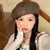 Leather Chic Pu Beret Cap For Women In Trendy Brown Black And Beige Colors Perfect For Fashion Lovers In Spring Autumn