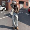 Women's Distressed Retro American Jeans: 2025 Autumn Loose Wide-Leg with Scratch Design