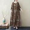 2025 Summer Plus Size Dress Women Casual Vintage Floral Dress Basic Printing Long Beach Elegant Loose Dress