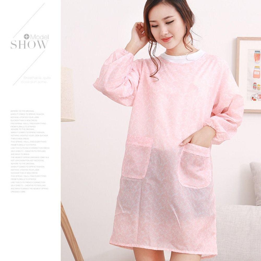 Polyester Long Sleeve Apron Oil Resistant Kitchen Long-Sleeved Smock Waterproof Apron Canteen