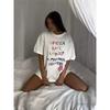 New Fashion T-shirt Western Style New Fashion Casual Loose Round Neck Print Letters Cotton T-shirt