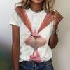 Women's Casual T-Shirt Summer Tops Short-Sleeved Funny Rabbit Printed Casual Pullover T Shirt Women Clothing Clothes