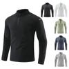 Spring and Autumn Half Zipper Men's Standing Neck Long Sleeved T-shirt Men's Breathable Elastic Outdoor Sports and Leisure Top