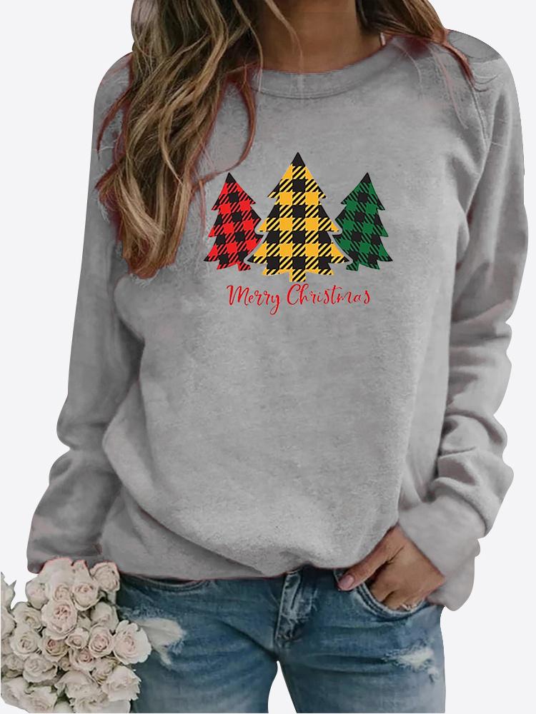 Women Winter Clothing Christmas Printed Casual Sweatshirt Long Sleeve Tops T-shirt Ladies Round Neck Pullover Sweater
