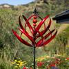 Yard Garden Wind Spinners Large Outdoor Metal Wind Spinners Sculptures, Lawn Yard Art Garden Decor (Burgundy Lotus)